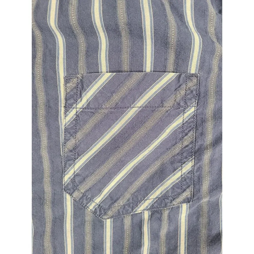 The North Face Shirt Mens Large Blue Striped Button Up Long Sleeve Outdoors‎